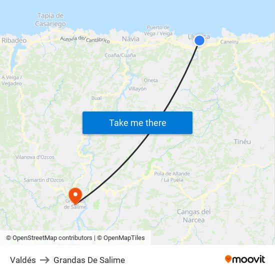 Valdés to Grandas De Salime map