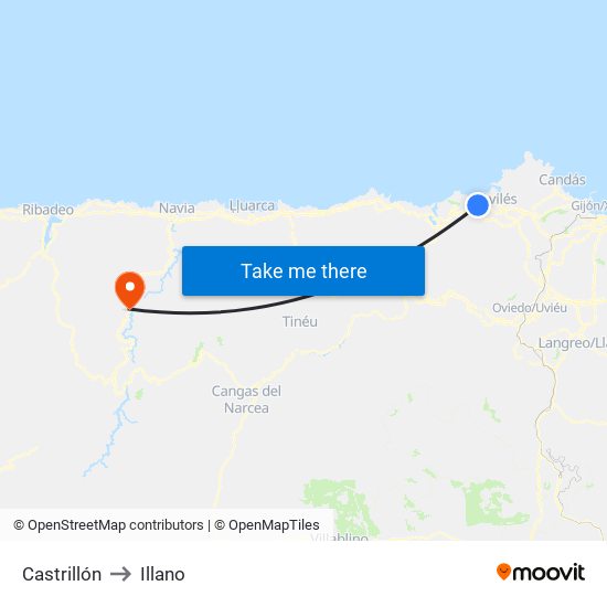 Castrillón to Illano map