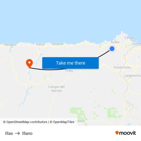 Illas to Illano map