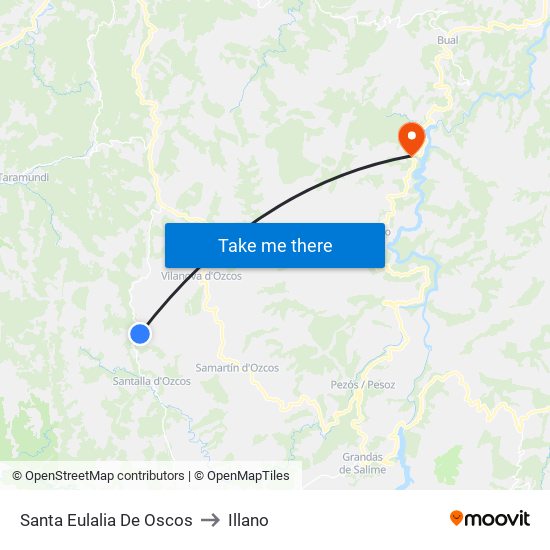 Santa Eulalia De Oscos to Illano map