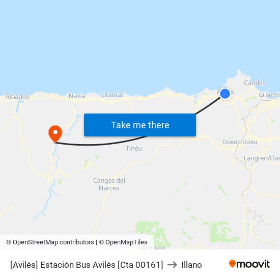 [Avilés]  Estación Bus Avilés [Cta 00161] to Illano map