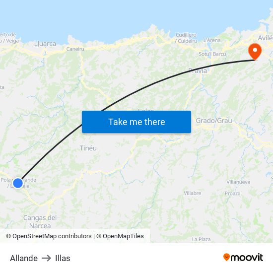 Allande to Illas map