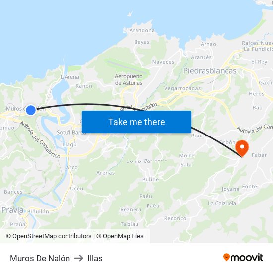 Muros De Nalón to Illas map
