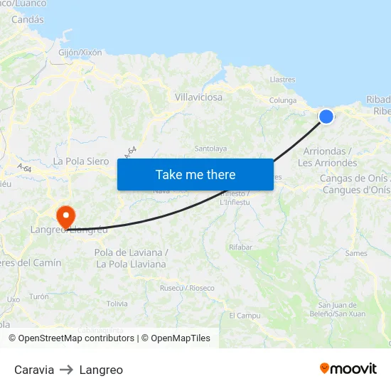 Caravia to Langreo map