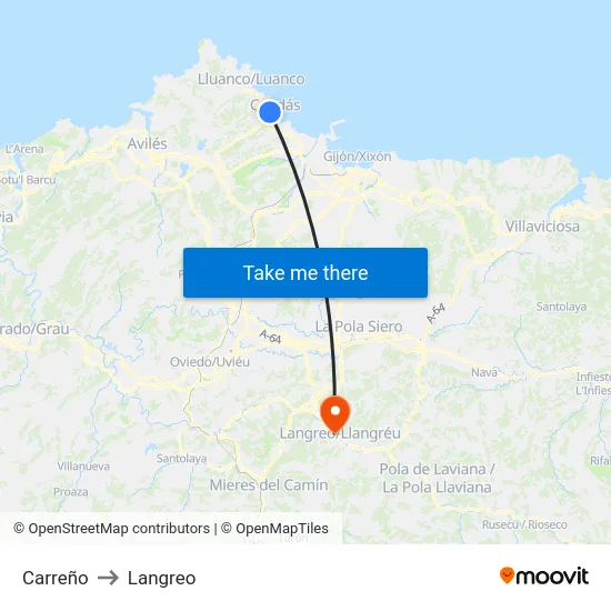 Carreño to Langreo map