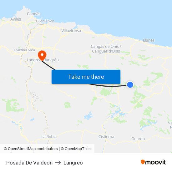 Posada De Valdeón to Langreo map