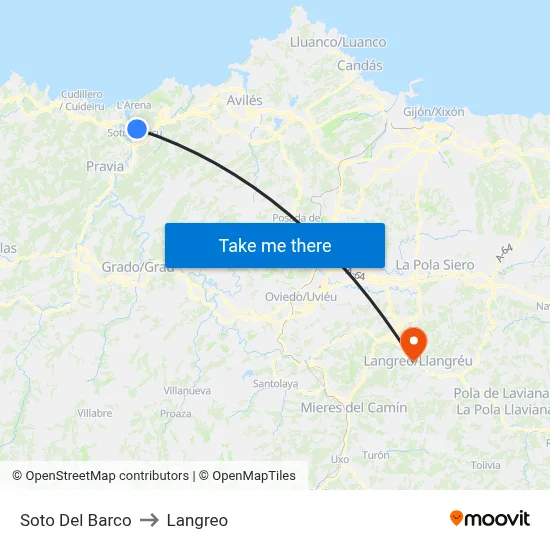 Soto Del Barco to Langreo map