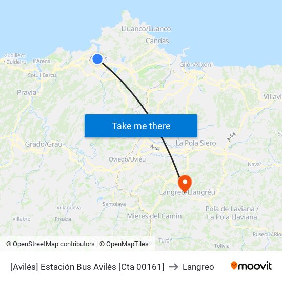 [Avilés]  Estación Bus Avilés [Cta 00161] to Langreo map