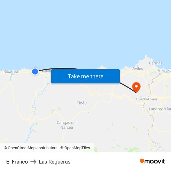 El Franco to Las Regueras map