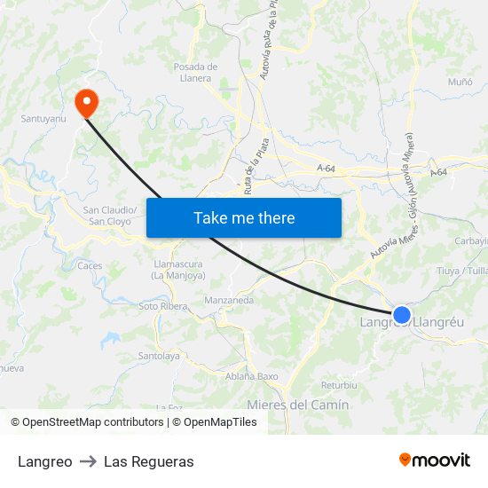 Langreo to Las Regueras map