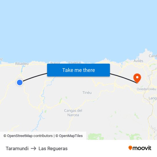Taramundi to Las Regueras map