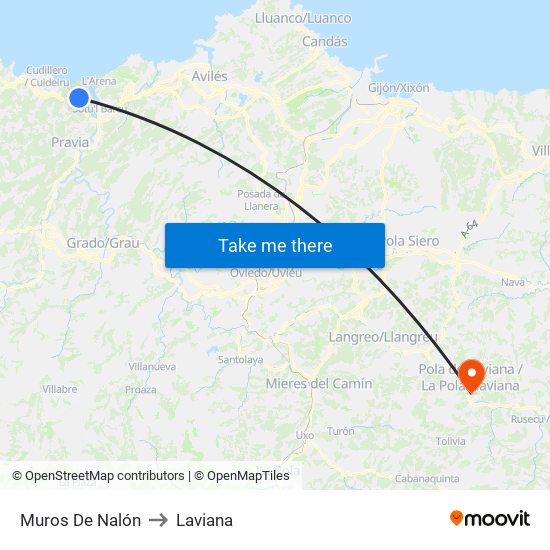 Muros De Nalón to Laviana map