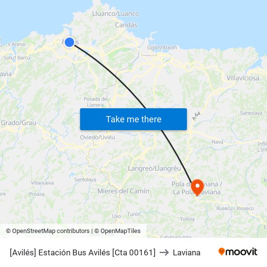 [Avilés]  Estación Bus Avilés [Cta 00161] to Laviana map