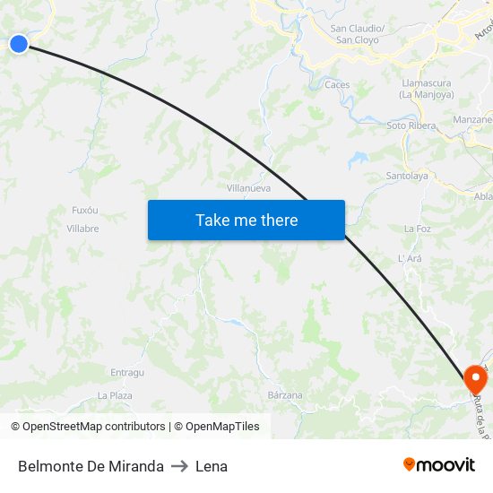Belmonte De Miranda to Lena map