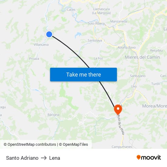Santo Adriano to Lena map