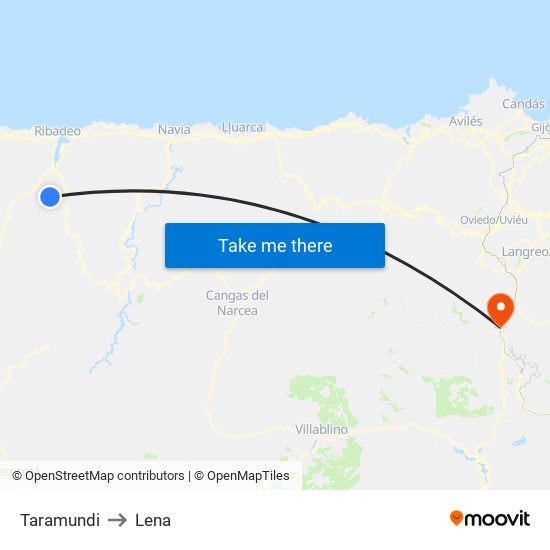 Taramundi to Lena map