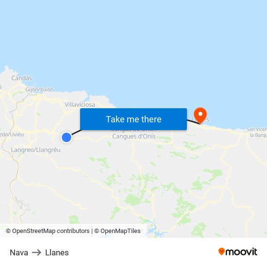 Nava to Llanes map