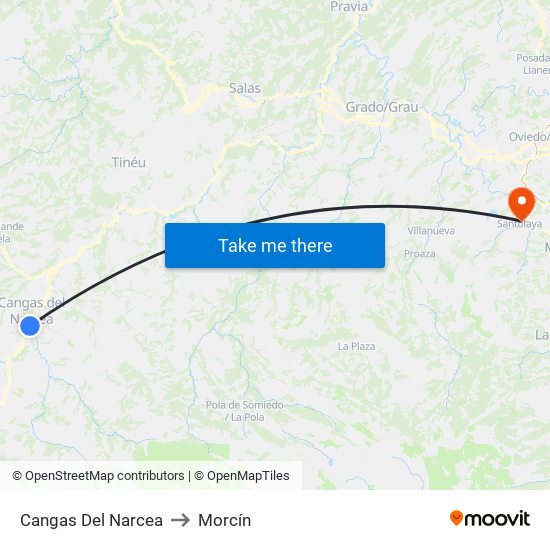 Cangas Del Narcea to Morcín map