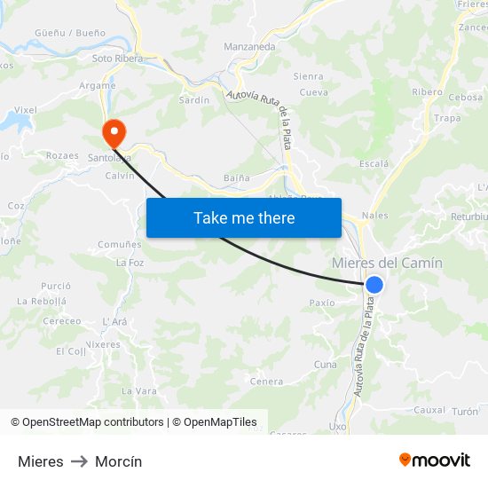 Mieres to Morcín map