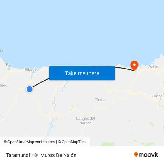 Taramundi to Muros De Nalón map