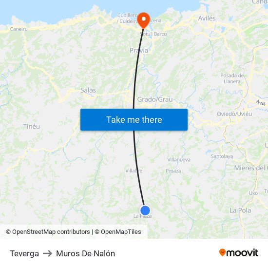 Teverga to Muros De Nalón map