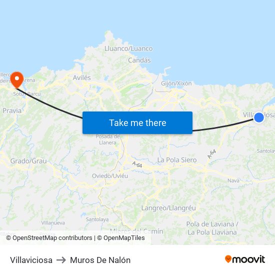 Villaviciosa to Muros De Nalón map