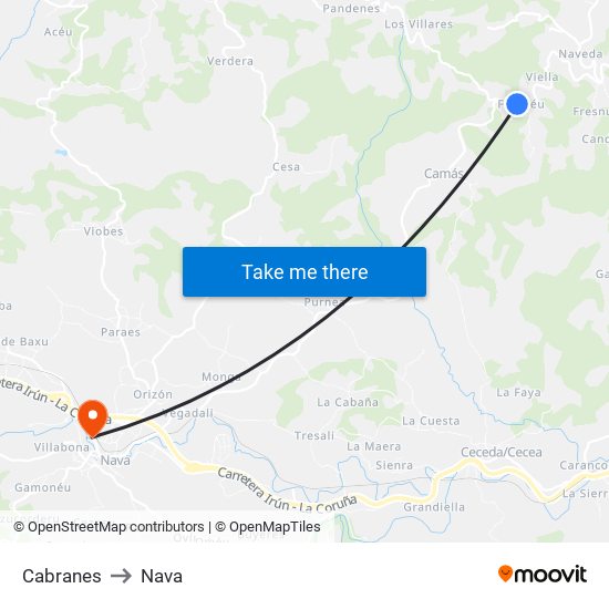 Cabranes to Nava map