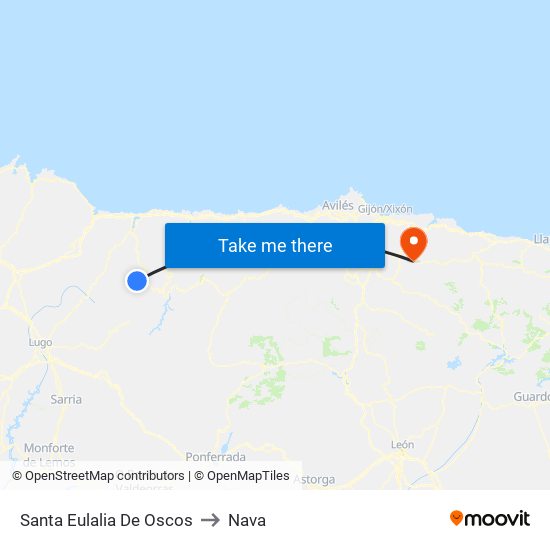 Santa Eulalia De Oscos to Nava map