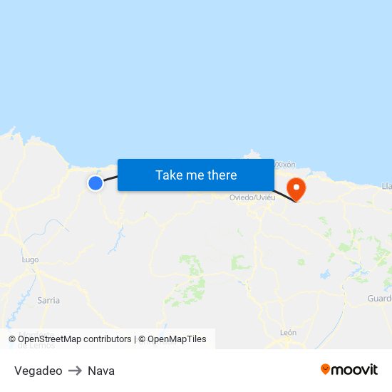 Vegadeo to Nava map