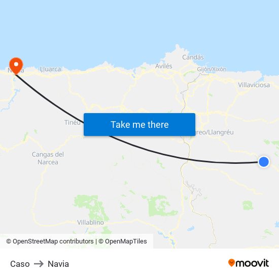 Caso to Navia map