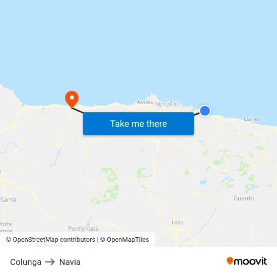 Colunga to Navia map