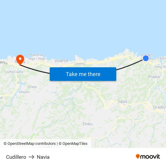 Cudillero to Navia map