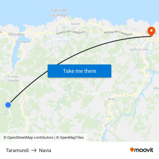Taramundi to Navia map