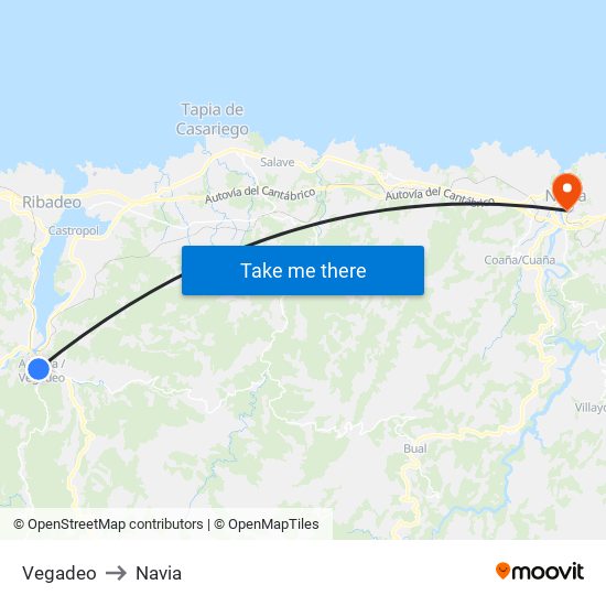 Vegadeo to Navia map