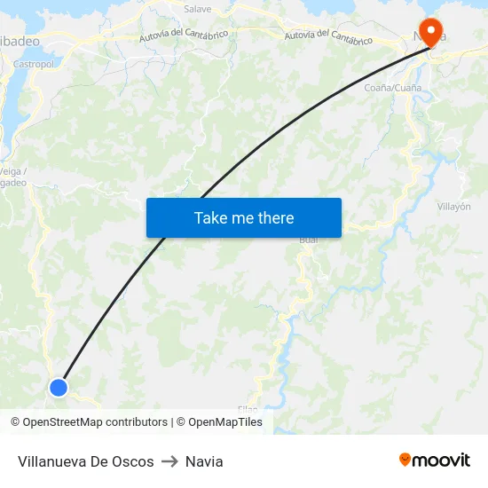 Villanueva De Oscos to Navia map