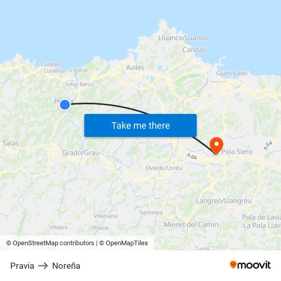 Pravia to Noreña map