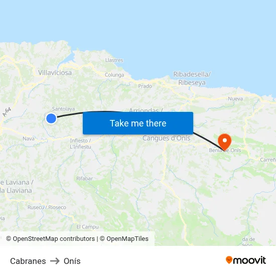 Cabranes to Onís map