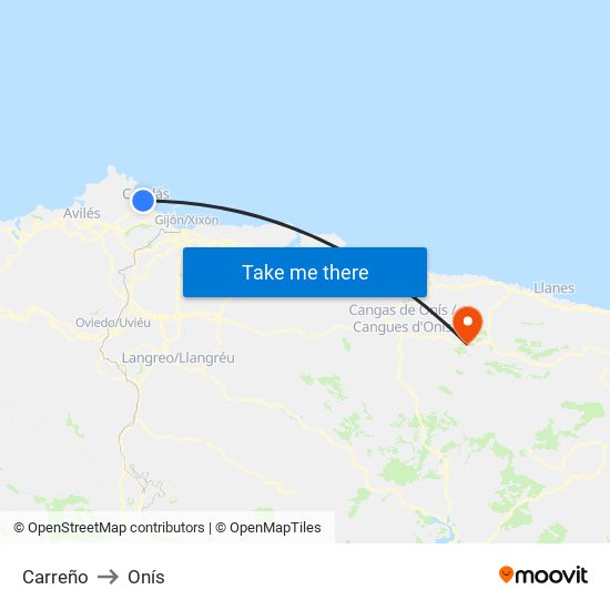 Carreño to Onís map