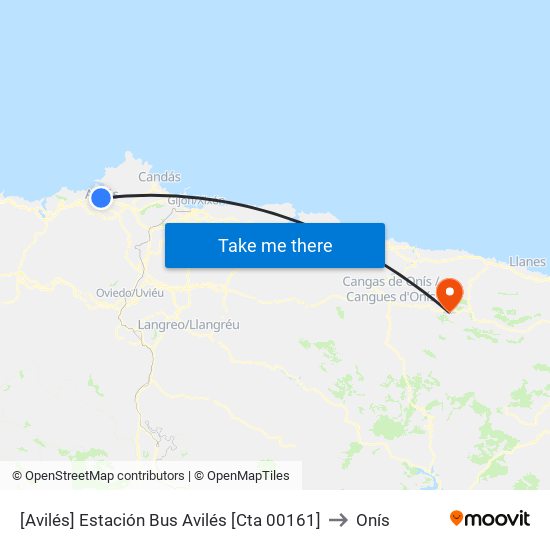 [Avilés]  Estación Bus Avilés [Cta 00161] to Onís map