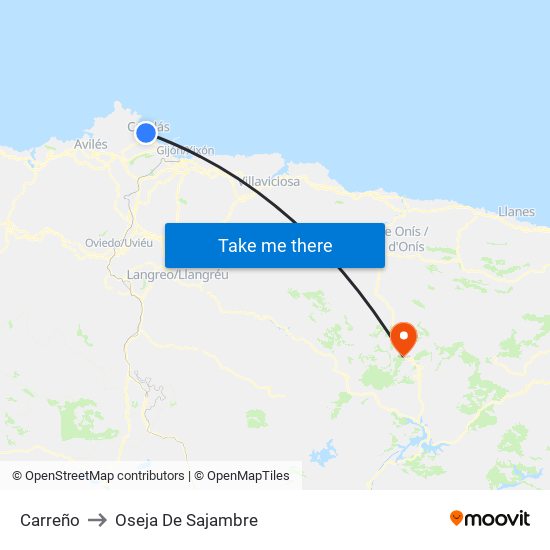 Carreño to Oseja De Sajambre map