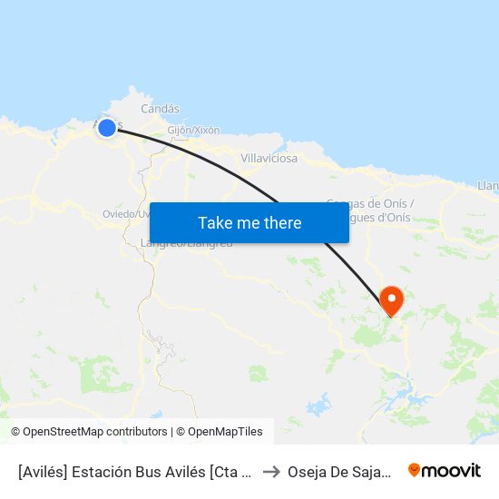[Avilés]  Estación Bus Avilés [Cta 00161] to Oseja De Sajambre map
