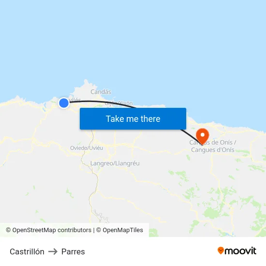 Castrillón to Parres map