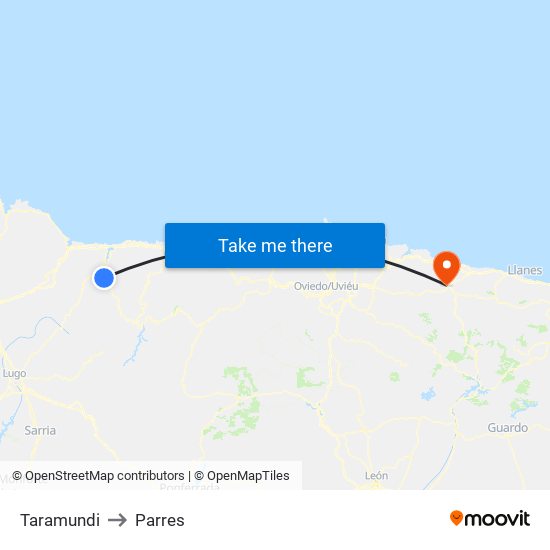 Taramundi to Parres map