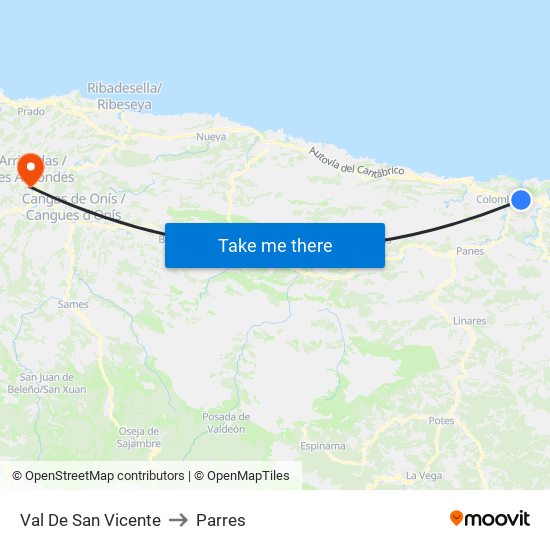 Val De San Vicente to Parres map