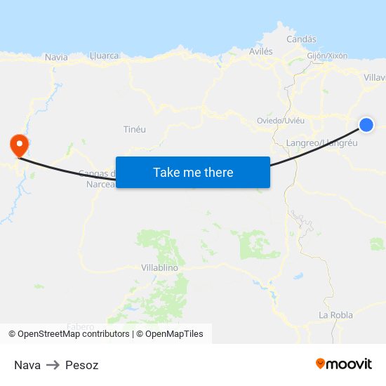 Nava to Pesoz map