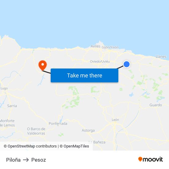 Piloña to Pesoz map