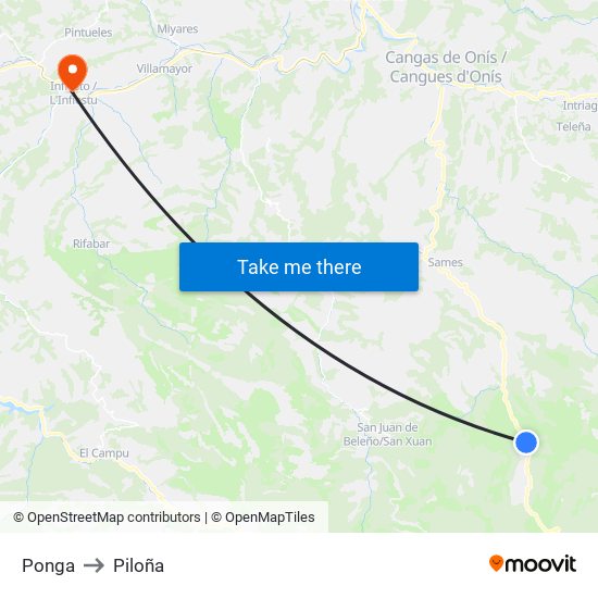 Ponga to Piloña map