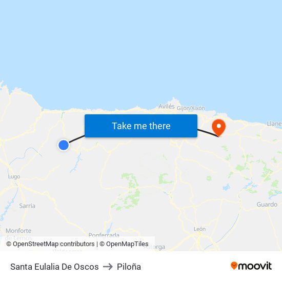 Santa Eulalia De Oscos to Piloña map