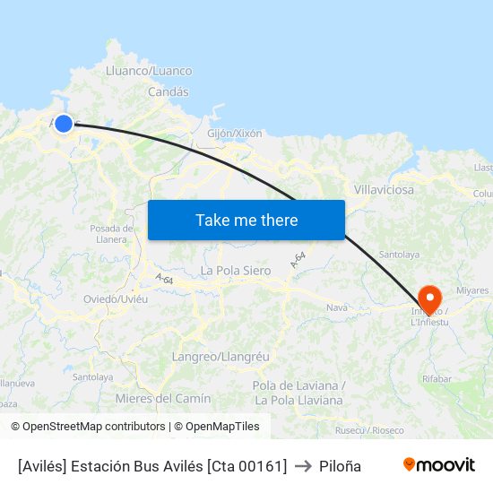 [Avilés]  Estación Bus Avilés [Cta 00161] to Piloña map