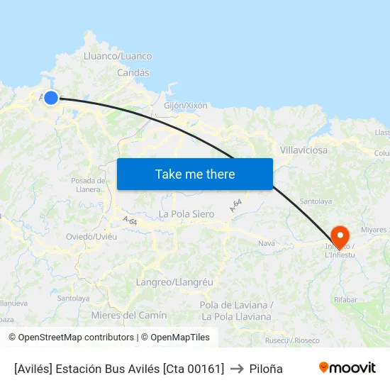 [Avilés]  Estación Bus Avilés [Cta 00161] to Piloña map